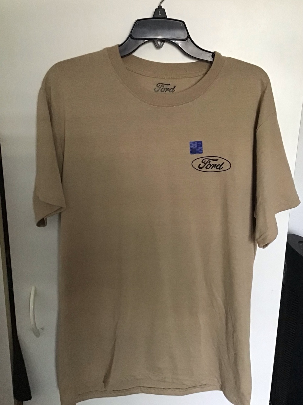 Ford Short Sleeve Crewneck T-Shirt in Tan with Navy Logo